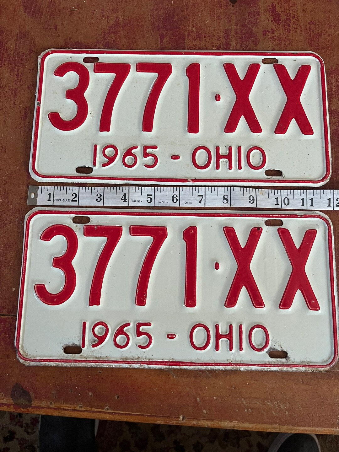 Vintage 1965 Pair of Ohio License Plates Embossed Red & White - Etsy
