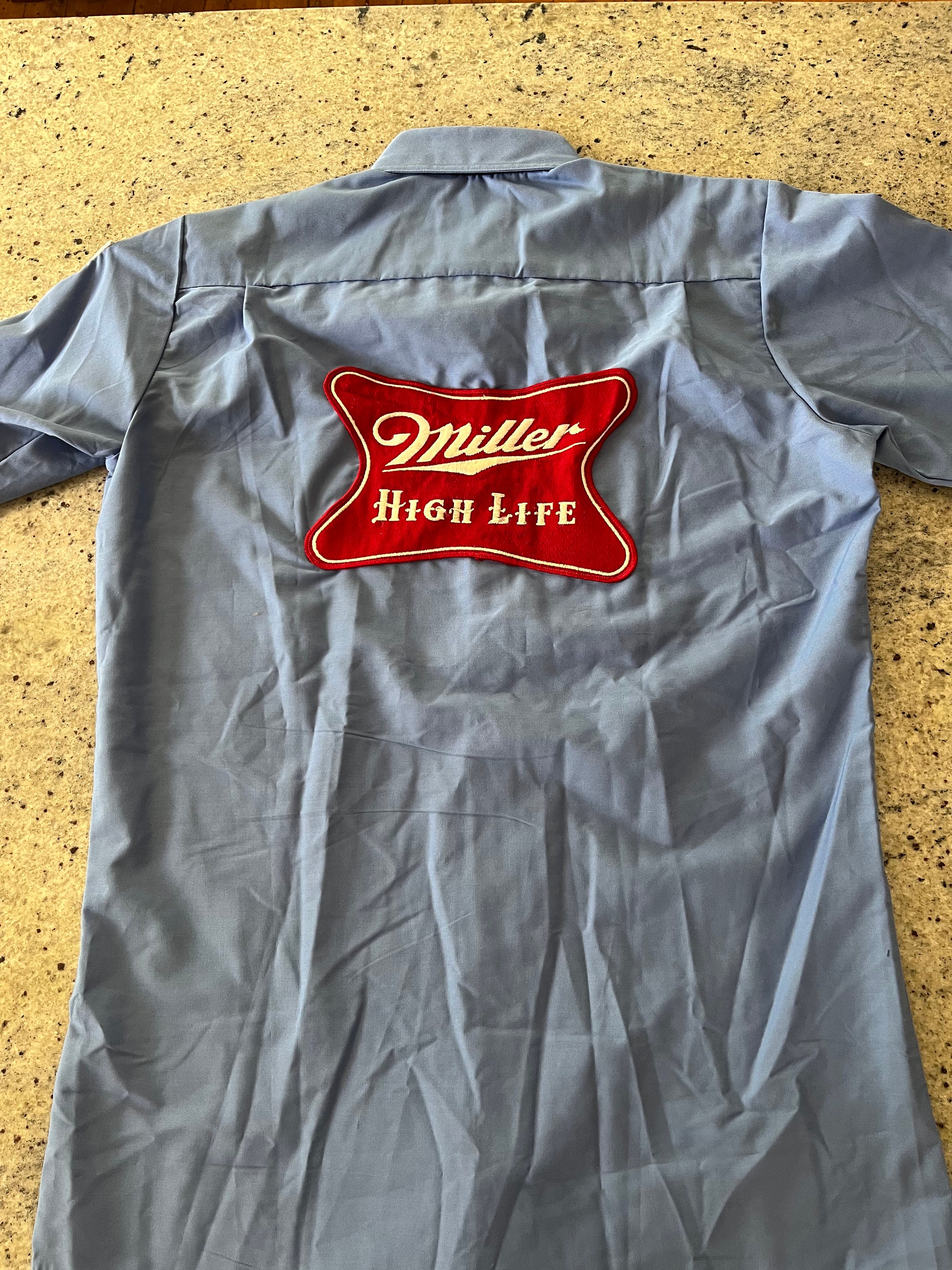 Vintage Miller High Life Beer Man Shirt Short Sleeves Size Small, image size:2250x3000