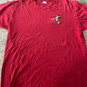 Vintage Mickey Mouse Golf T Shirt Size XL but fits smaller Distressed Holes Made in USA