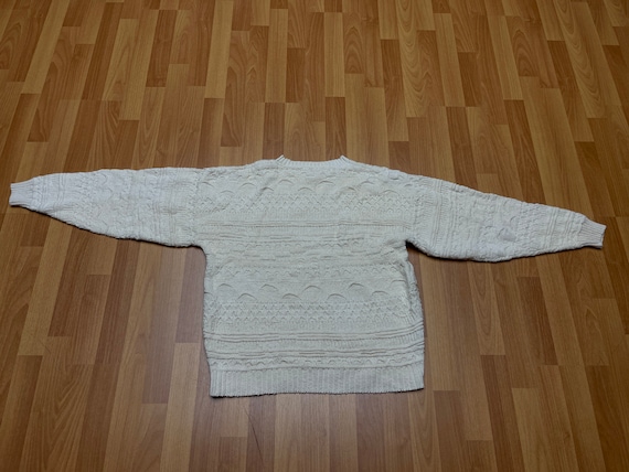 Vintage Cable Knit Sweater Classic Cream Color Fits S… - Gem