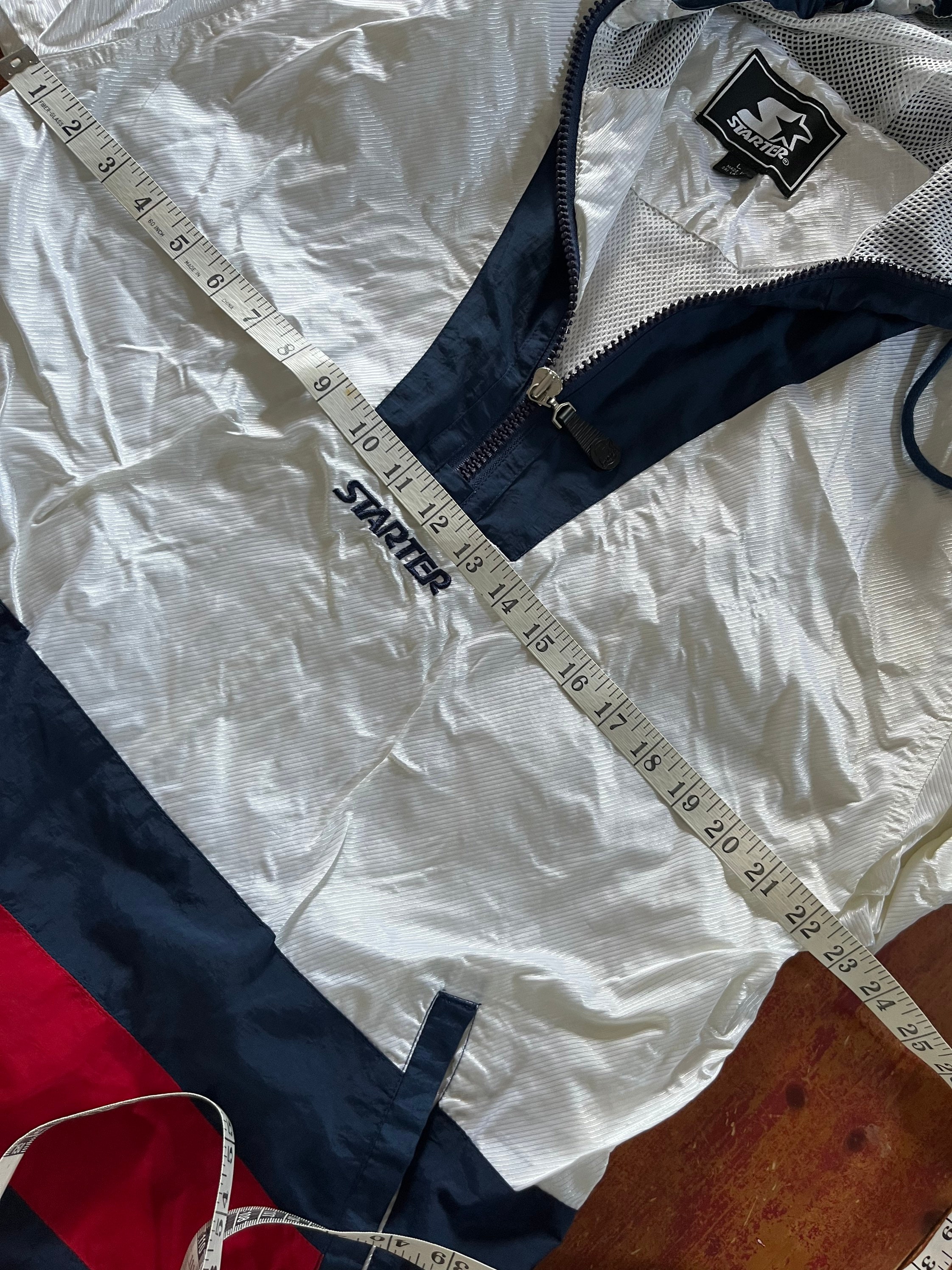 Vintage Starter Windbreaker 1/4 Zip Jacket Red White Blue Size
