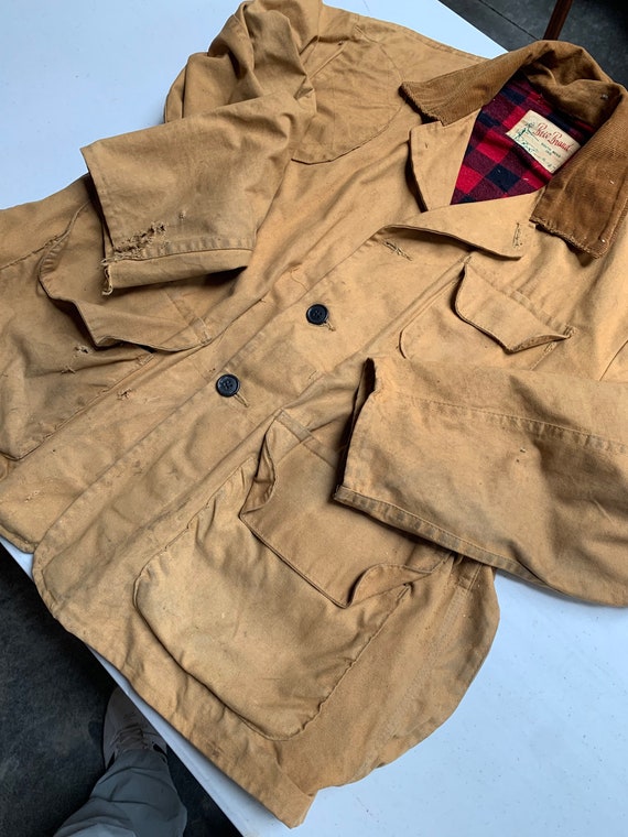 Vintage 70s Hunting Jacket Duck Canvas Distressed Holes Perfect