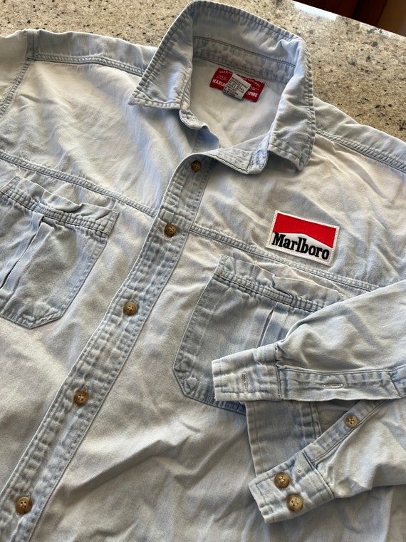 Vintage 90s Marlboro Denim Shirt Size Large Perfect Fade - Etsy 日本