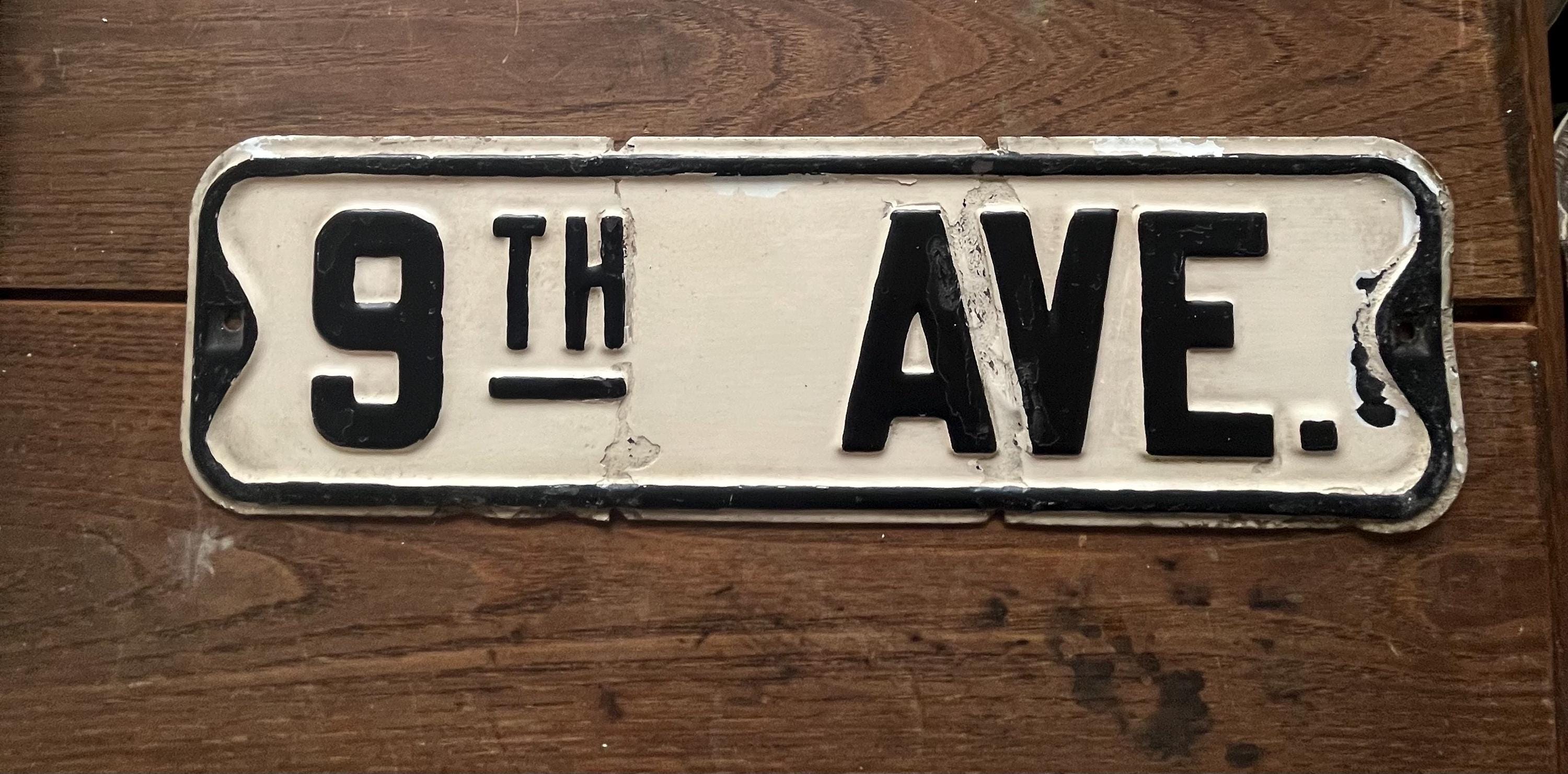 Vintage 9th Ave Avenue Street Sign Heavy Metal Embossed 20 X 6