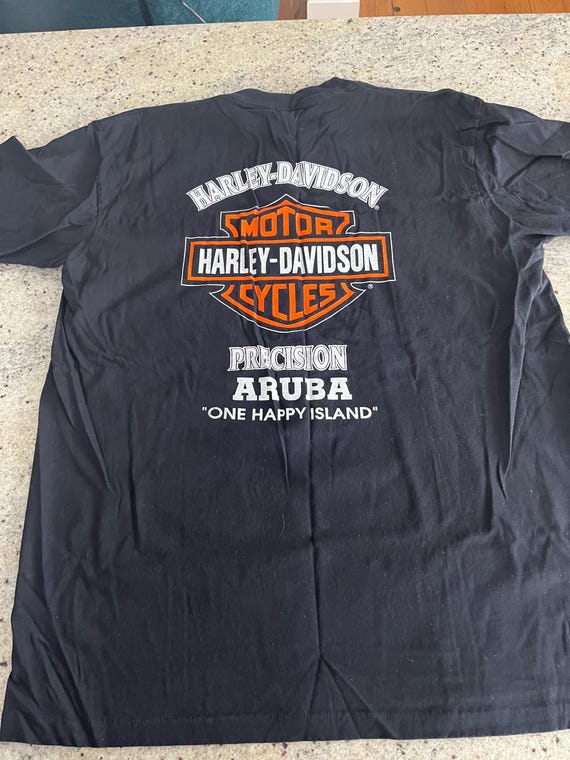 Vintage 1989 Harley Davidson Flaming Eagle Aruba T Shirt Size