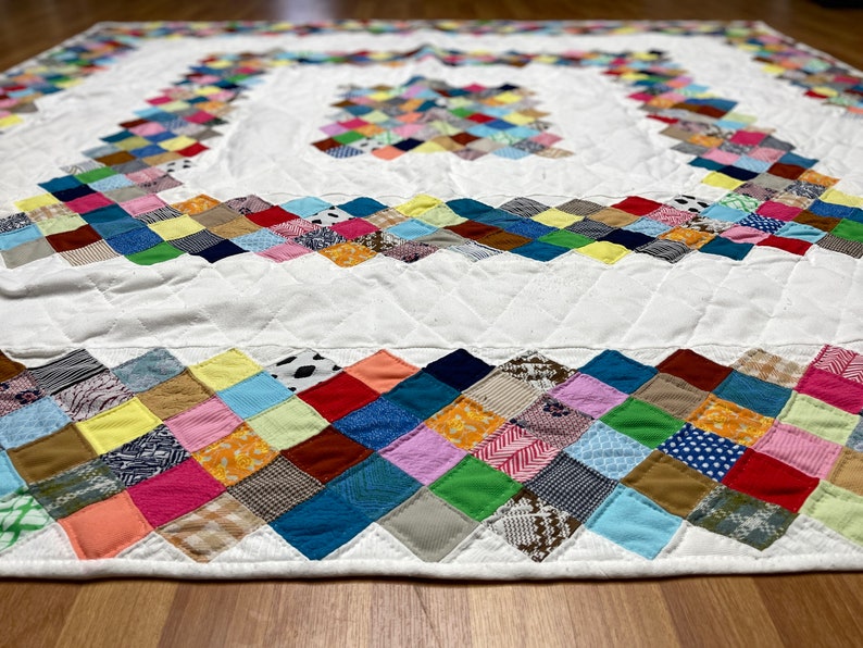 Vintage Handmade Boston Commons Pattern Quilt Multi-color Squares 82 X ...