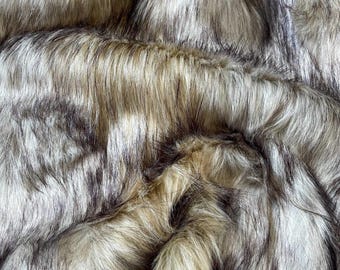 Husky/Honey Faux Fur Fabric by the Yard or Meter | Grey and Tan Pompom, Arts & Crafts, Decor, Costume