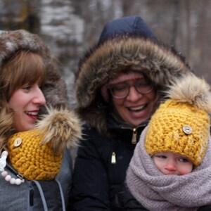 Classic- Crochet Hat Removable Faux Fur Pompom | Mustard