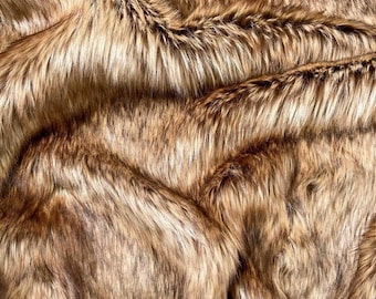 Lynx Faux Fur Fabric by the Yard or Meter | Brown, Natural, Tan Pompom, Arts & Crafts, Decor, Costume