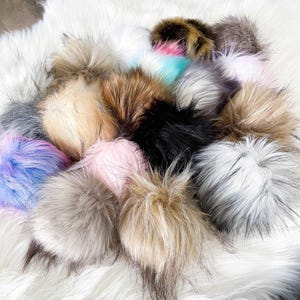 Create a Box of XL Faux Fur Pompom | Custom Tie, Button or Snap Pom pom