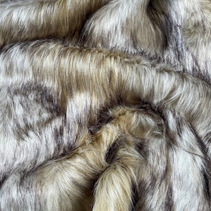 Husky/Honey Faux Fur Fabric by the Yard or Meter | Grey and Tan Pompom, Arts & Crafts, Decor, Costume