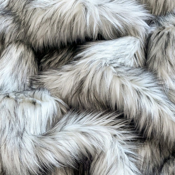 Wolf Faux Fur Fabric by the Yard or Meter | White and Black Pompom, Arts & Crafts, Decor, Costume