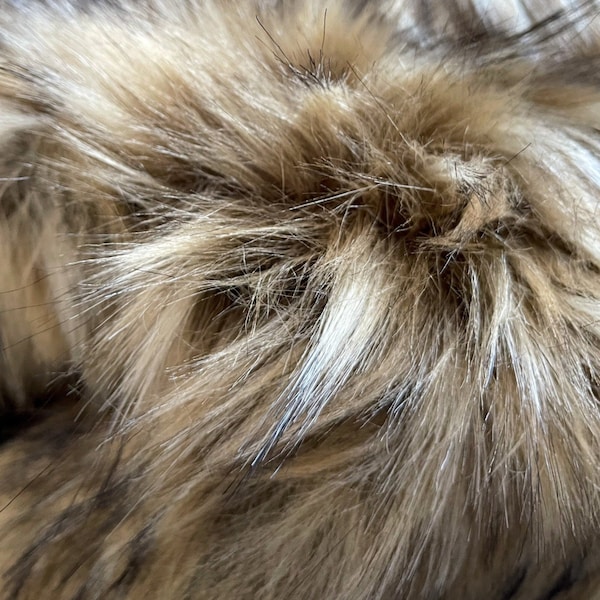 Wildcat Faux Fur Fabric by the Yard or Meter | Brown, Tan, Caramel Pompom Fur