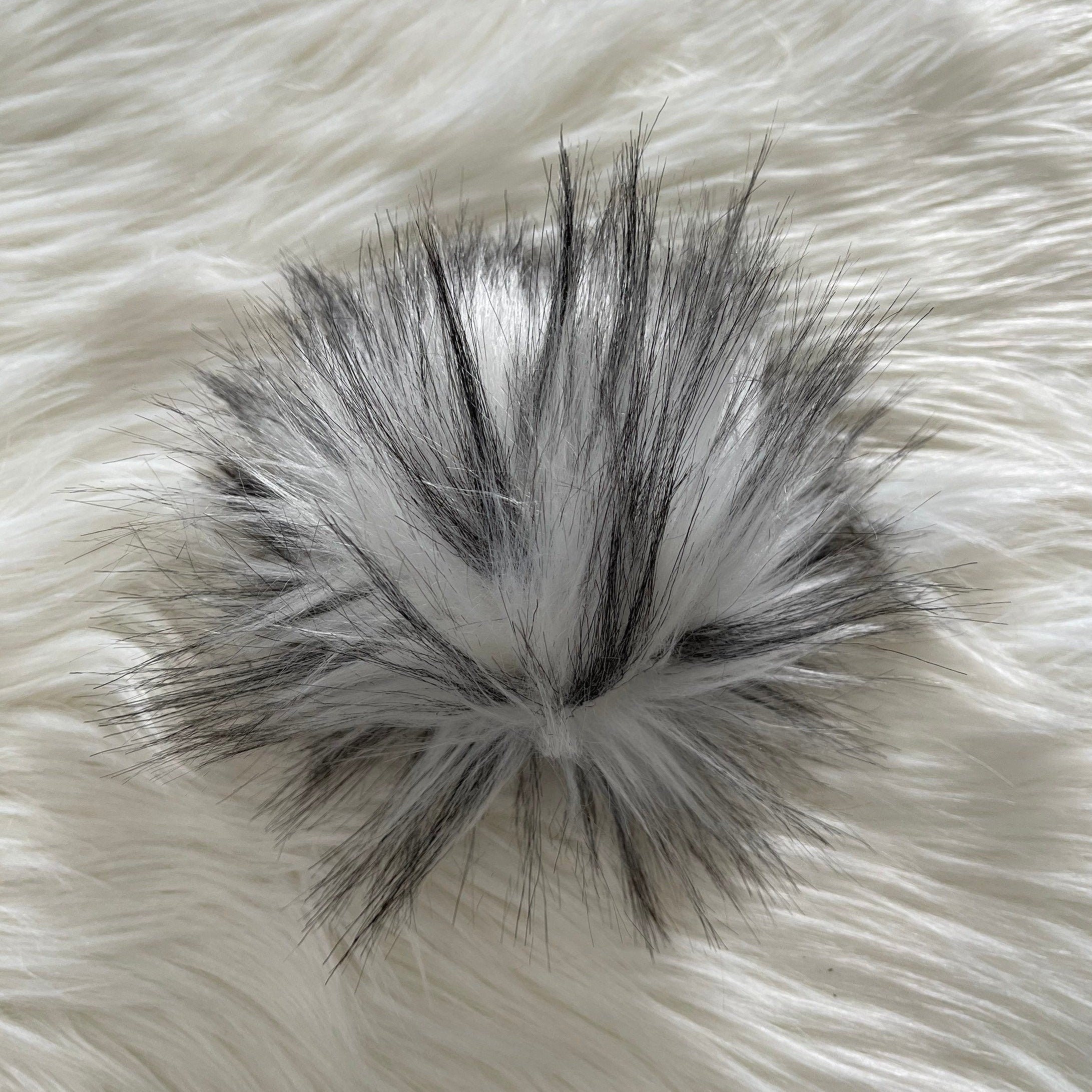 5'' White & Black Faux Fur Pom by K+C