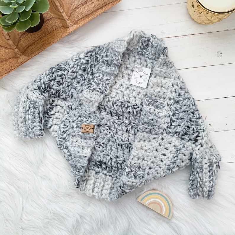 Toddler Sweater Kids Sweater Chunky Crochet Cocoon Sweater Wool sweater Gift Crochet Sweater cardigan baby cardigan Marble