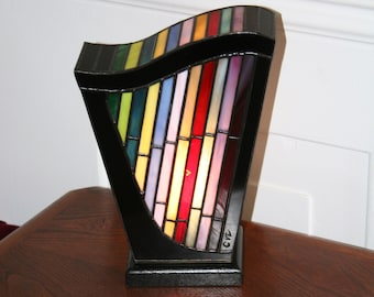 Contemporary Art Tiffany Stained Glass Lamp "Harpège"