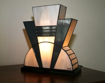 Lampe Art Déco Vitrail Tiffany "1926 Minérale" (TM)