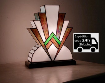 Art Deco Tiffany Stained Glass Lamp "1922" Espérance 30 cm