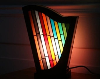 Contemporary Art Tiffany Stained Glass Lamp "Harpège"