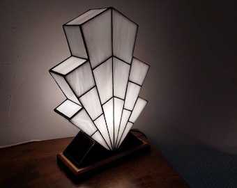 Art Deco Stained Glass Tiffany Lamp "1921 White" S