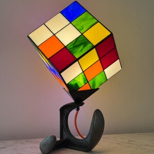 Contemporary Art Lamp "Le Nostal Kub" in Tiffany stained glass N 976 image 3