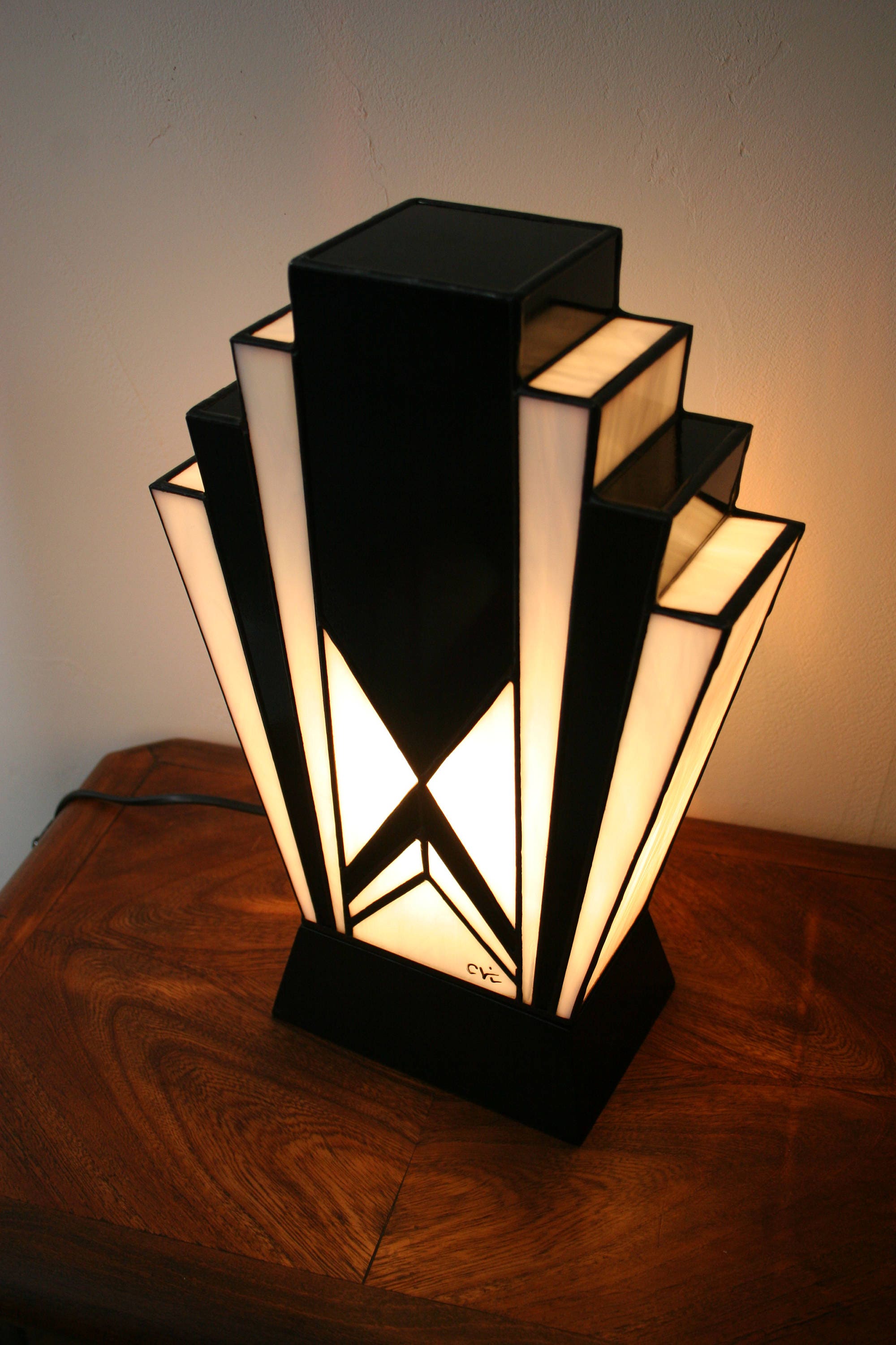 Art Deco Stained Glass Tiffany Lamp 1925 N B Etsy Canada