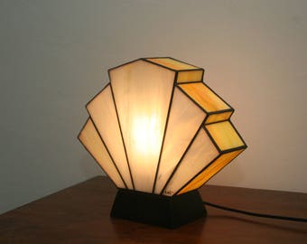 Art Deco Stained Glass Tiffany Lamp "1928 Flabellum Mimosa"
