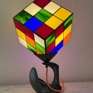 Contemporary Art Lamp "Le Nostal Kub" in Tiffany stained glass N 976 image 4