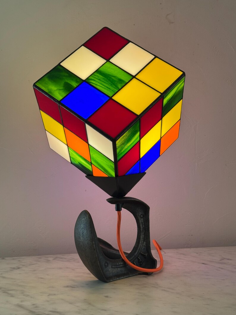 Contemporary Art Lamp "Le Nostal Kub" in Tiffany stained glass N 976 image 4