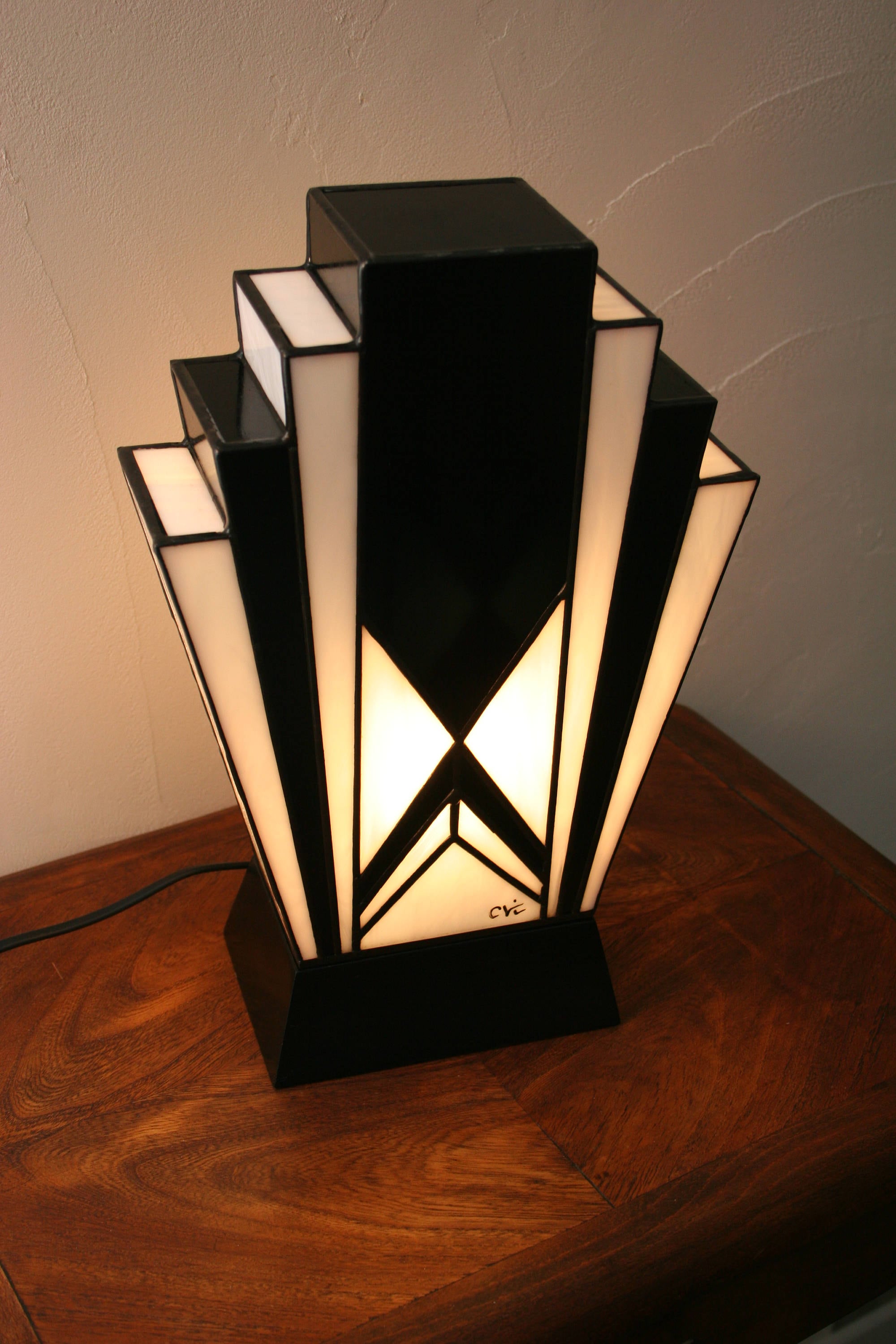 Art Deco Lamp Stained Glass Tiffany 1925 N.B. Etsy Canada