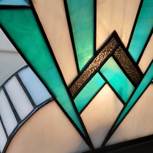 Art Deco Tiffany Stained Glass Lamp 1922 BlueGreen 30 cm image 4