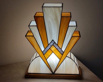 Large Art Deco Lamp Stained Glass Tiffany "1922 Honey" XL