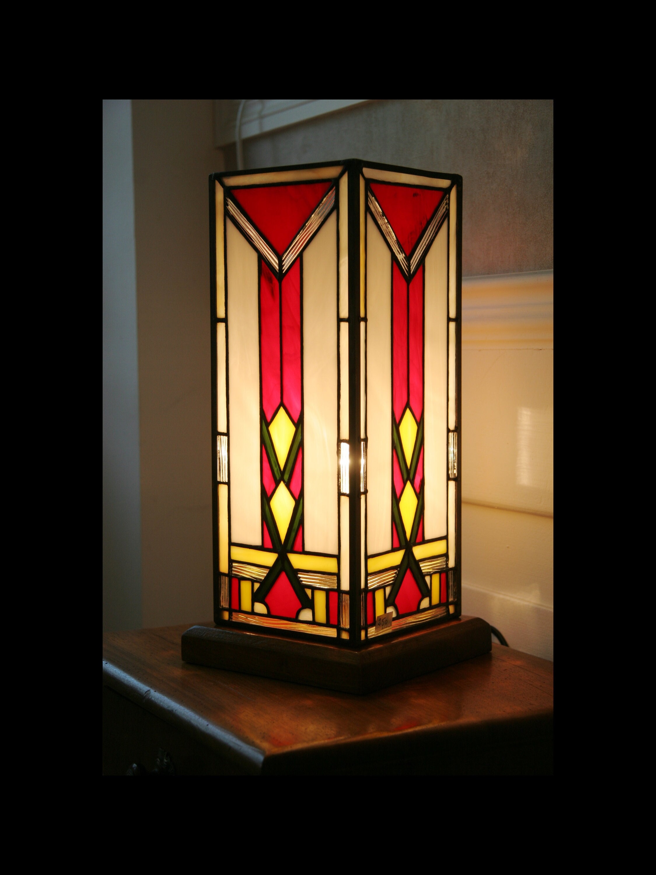 Art Deco Tiffany Stained Glass Lamp column H35 Cm Etsy Australia