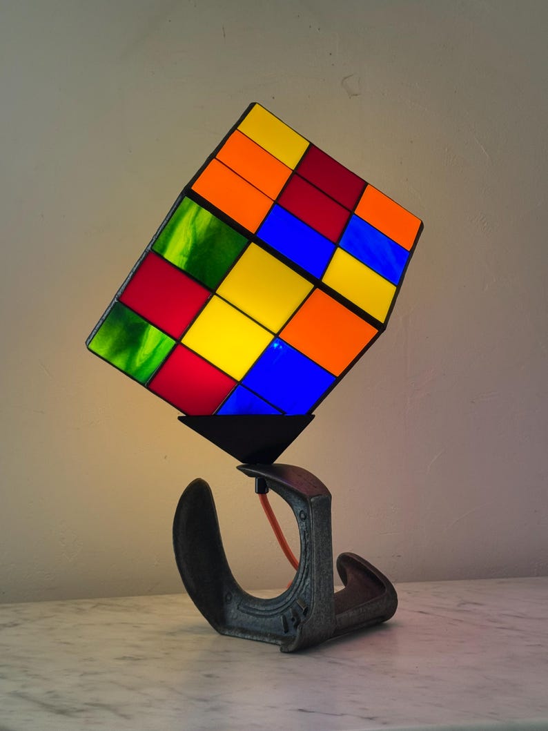 Contemporary Art Lamp "Le Nostal Kub" in Tiffany stained glass N 976 image 5