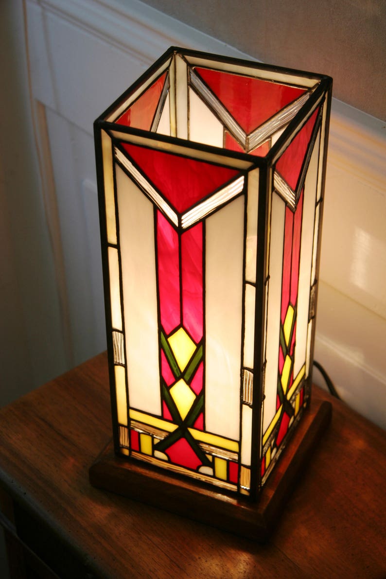 Lampe Art Déco Vitrail Tiffany Colonne H35 cm Etsy Canada