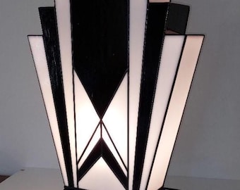 Large XL Art Deco Tiffany Stained Glass Lamp "1925"