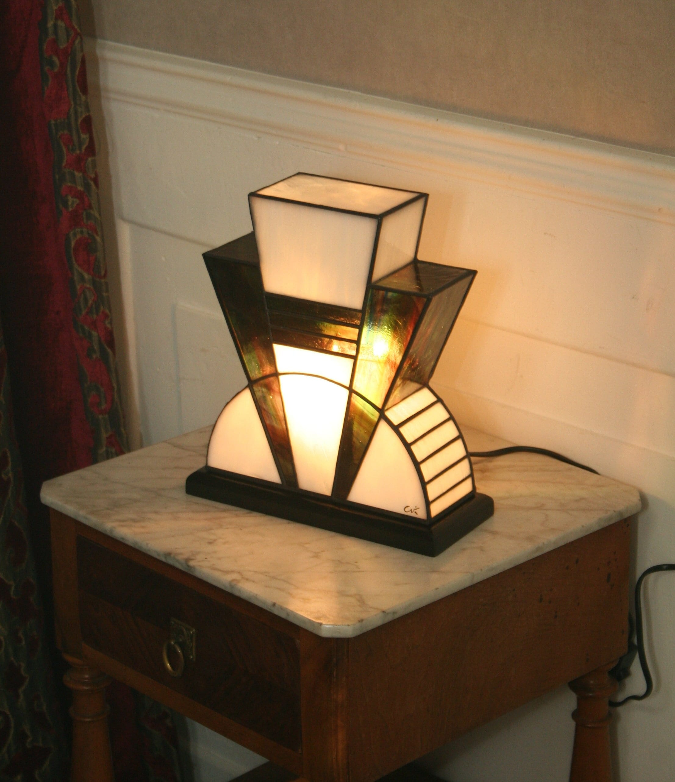 Tiffany Stained Glass Art Deco Lamp 1926 Amethyst Etsy