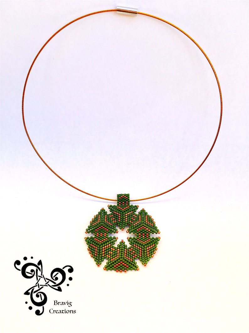 Peyote triangle loom Necklace made with Miyuki earring