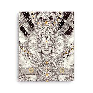 Canvas Print CORAZON de LA MEDICINA, Sacred Geometry Plant Medicine, Original Art Print