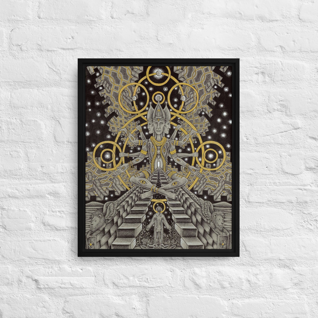 Framed HOME on Canvas, Sacred Geometry - Original Art Print - Etsy