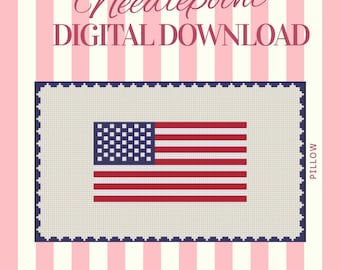 American Flag Needlepoint Pillow Pattern | Preppy USA Home Decor (Digital Download)