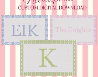 Custom Monogram Needlepoint Pattern | Personalized Initial Canvas (Digital Download)