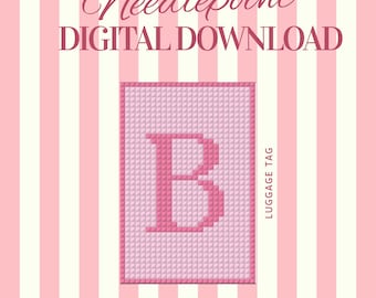 Monogram Needlepoint Luggage Tag Pattern | Preppy Initial Travel Tag (PDF Download)