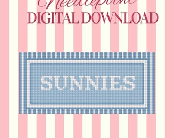 Schema per ricamo a punto croce di occhiali da sole, custodia in tela con design blu preppy, ricamo fai da te