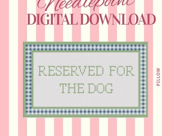Needlepoint Pillow Pattern | Preppy Dog Design (Digital Download)