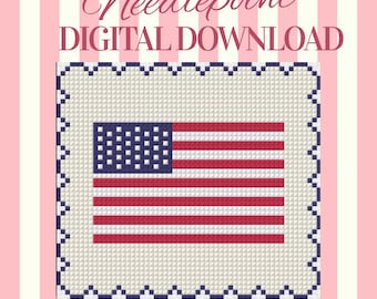 American Flag Needlepoint Pattern | Digital Download Stitch Chart | 4th of July Design