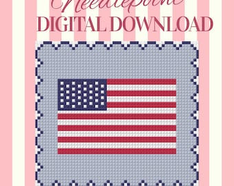 American Flag Needlepoint Pattern | Digital Download Stitch Chart | 4th of July Design