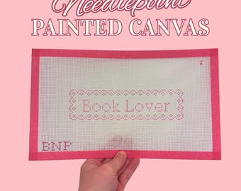 Book Lover Needlepoint Bookmark | Hand Painted Canvas | Preppy Needlepoint