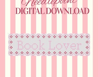 Book Lover Needlepoint Pattern | Digital Download PDF | Beginner Needlepoint Chart