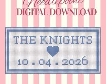 Personalized Wedding Date Needlepoint Pattern | Custom Keepsake Chart (PDF Download)